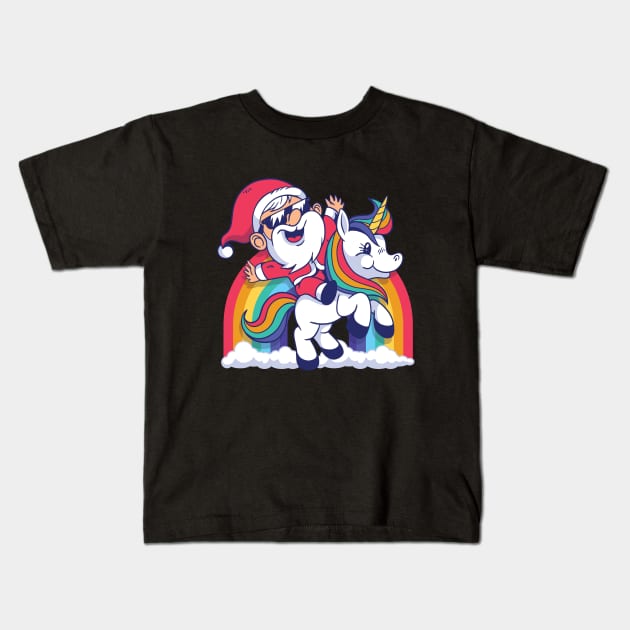 UNICORN rainbows with santa Kids T-Shirt by Midoart